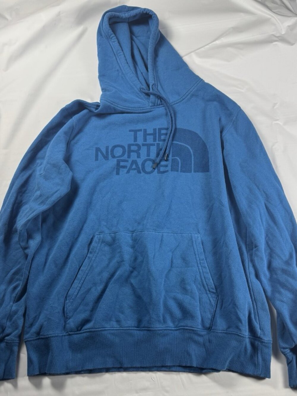 The North Face Mens L Blue Half Dome Big Logo Pullover Sweatshirt Hoodie